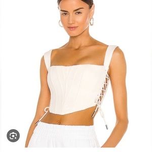 Guizio Classic Fitted Corset Cream with pink lacing ribbon on side! NEW WO tags